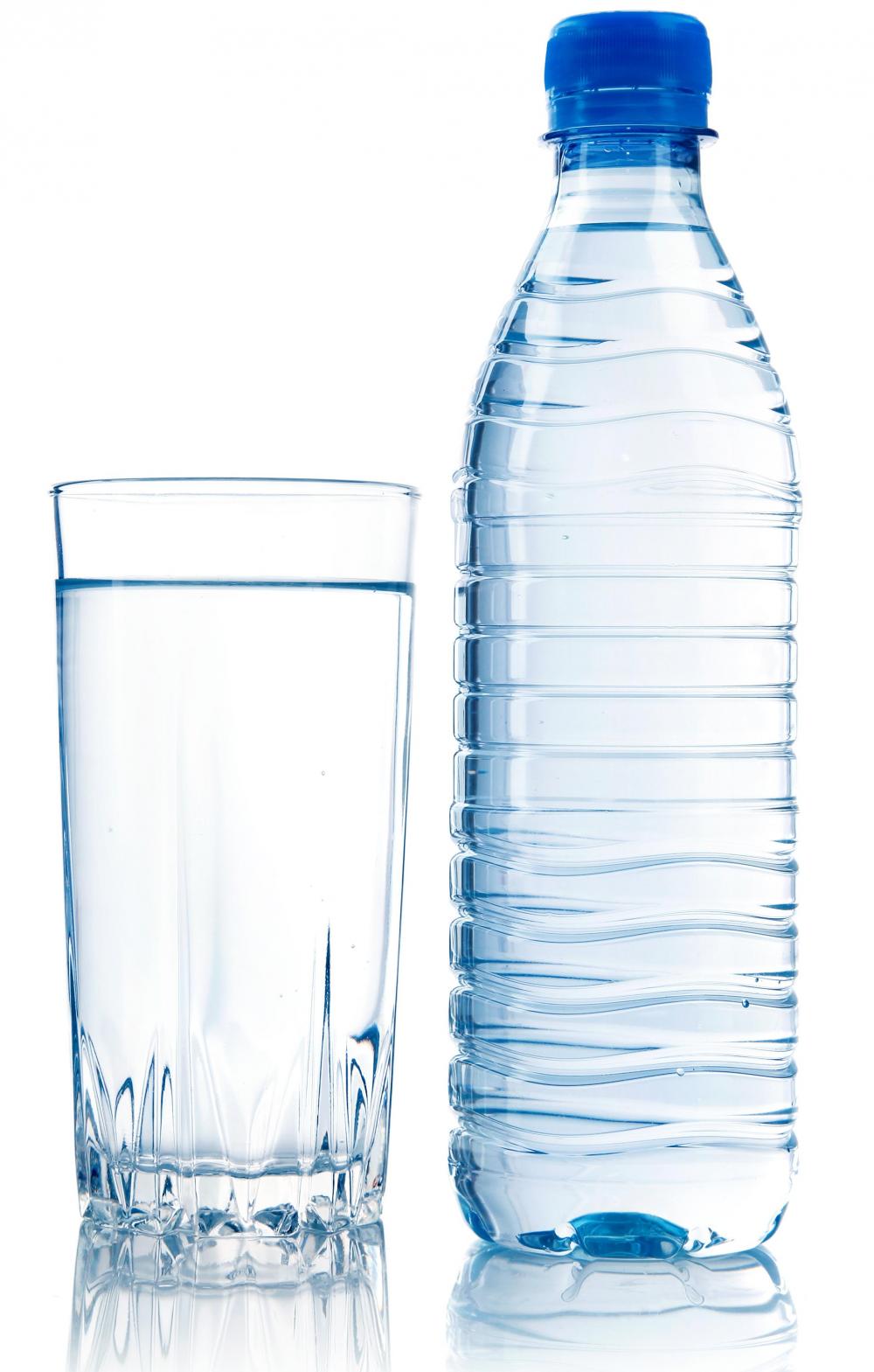 Glass of water and bottled water