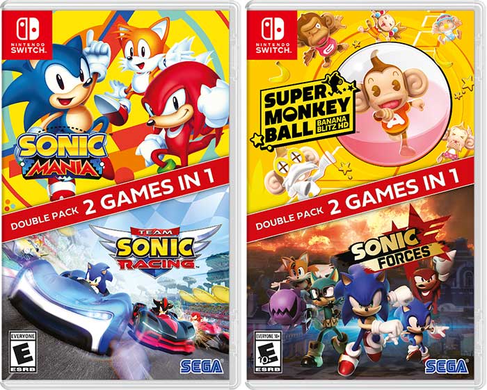 Sonic Mania + Team Sonic Racing Double and Sonic Forces + Super Monkey Ball: Banana Blitz HD Double Pack for Nintendo Switch