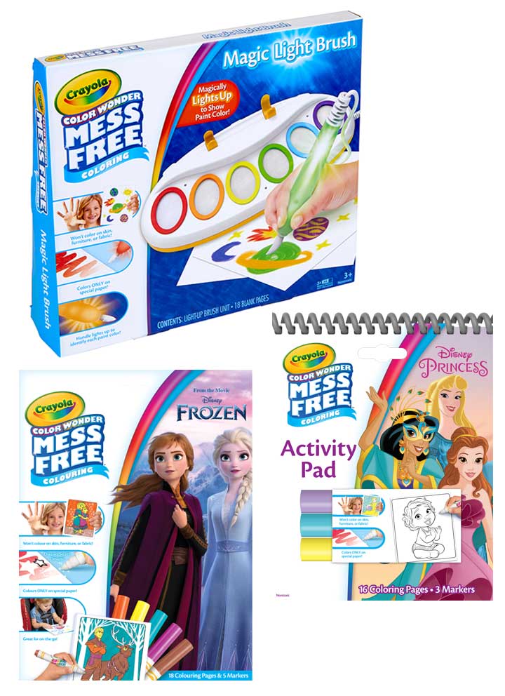 Color Wonder Magic Light Brush, Color Wonder Frozen 2 Coloring Pad and Markers Set, Color Wonder Princess Activity Pad