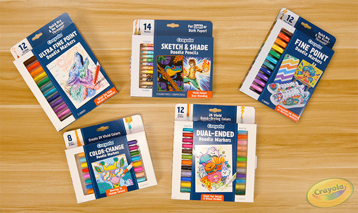 Crayola Doodle & Draw Fine Point Doodle Markers, Ultra-Fine Doodle Markers, Dual-Ended Markers Includes, Color Change Doodle Markers Includes, Sketch & Shade Doodle Pencils